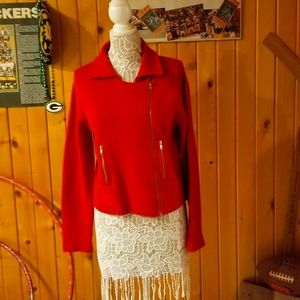 Natural Impressions red zipper sweater